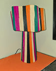Striped Raffia Table Lamp - Multicolor
