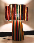 Striped Raffia Table Lamp - Multicolor