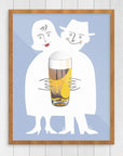 Mid-Mod Print- Beer Loving Couple Print