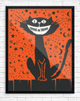 Mid-Mod Print - Halloween Tricks or Treats Cat & Stars