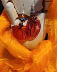 Halloween Spooky Earrings Sets - Gourd Orange Scarf & Orange Pumpkins (2 styles)