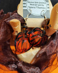 Halloween Spooky Earrings Sets - Rich Cocoa Brown Scarf & Pumpkin Earrings
