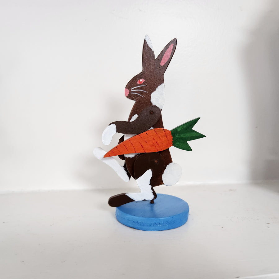 Articulated Bunny Rabbit with Carrot on Base