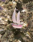 Sailboat With Lights - Glass Ornament