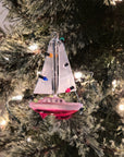 Sailboat With Lights - Glass Ornament