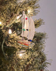 Sailboat With Lights - Glass Ornament