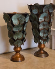 Copper Patina Finish Metal Leaf Vase (2 sizes)