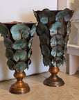 Copper Patina Finish Metal Leaf Vase (2 sizes)
