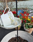 Teacup Bird Feeder - White/Yellow Flower Vine