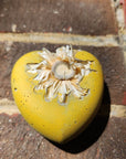 Concrete Love Heart with Petrified White Strawflower