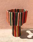 Striped Raffia Table Lamp - Multicolor