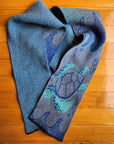 Recycled Cotton Sweater Knit Scarf - Sea Turtles