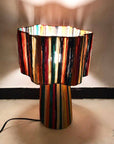 Striped Raffia Table Lamp - Multicolor