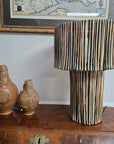 Striped Raffia Table Lamp - Black/Natural