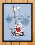 Mid-Mod Print - Rowing Santa Delivers Cocktails