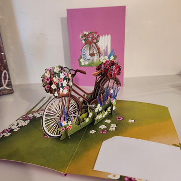 Pop-up Greeting Card - Bike and Flowers