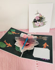 3D Pop-up Card - Water Lilies, Koi And Dragonfly (First Class Forever stamp included)
