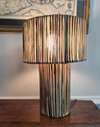 Striped Raffia Table Lamp - Black/Natural