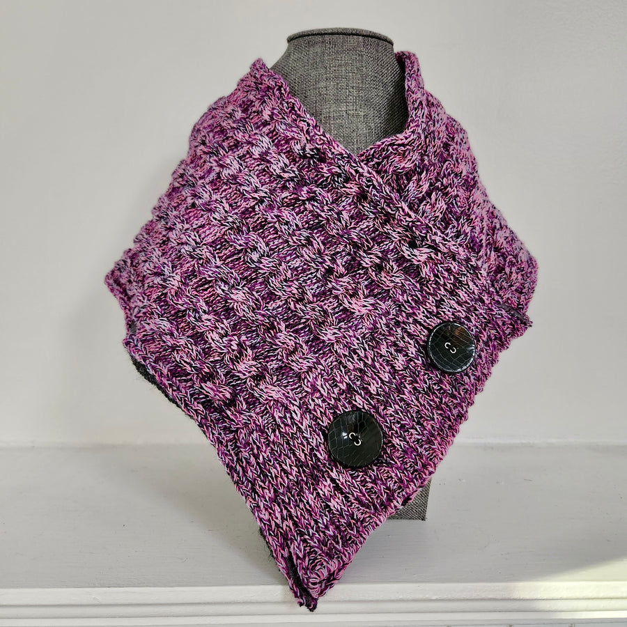 Cotton Cable Sweater Neckwarmer Cowl Scarf - Lilac Spacedye