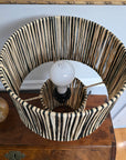 Striped Raffia Table Lamp - Black/Natural
