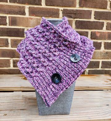 Cotton Cable Sweater Neckwarmer Cowl Scarf - Lilac Spacedye