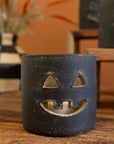 Black Clay Jack-o-Lantern Candle Holders
