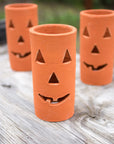 Terra Cotta Jack O' Lantern Votive Candle Holders - Tall