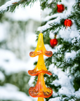 Glass Petunia Wind Chime - Yellow and Orange
