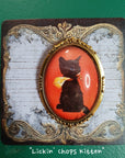Vintage Black Cat Handmade Brooch - Lickin' Chops Kitten