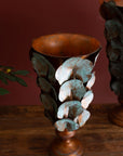 Copper Patina Finish Metal Leaf Vase (2 sizes)