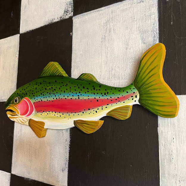 FISH! - Colorful Trout Wooden Wall Sculpture 13