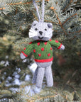 Hand-knit Cat Ornament