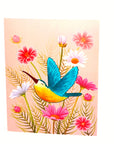 3D Pop-up Card - Hummingbird w/ Flowers (First Class Forever stamp included)