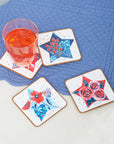 Red, White & Bloom Coaster - Set of 4
