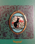 Vintage Black Cat Handmade Brooch - Poppies