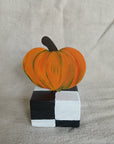 Pumpkin Table Toppers with Checkered Bases