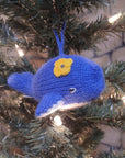 Hand-knit Blue Whale Ornament