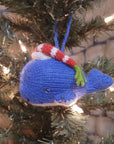 Hand-knit Blue Whale Ornament