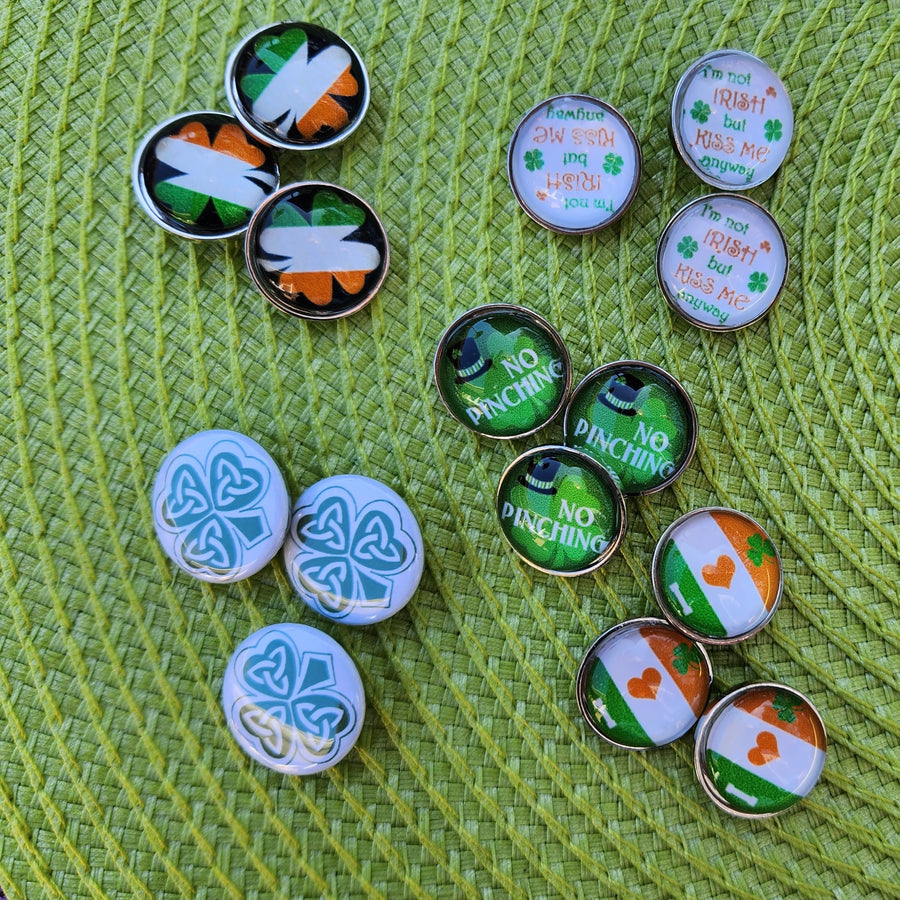 Saint Patricks Day Irish Flag Clover Snap for Snap Bracelet (Glass Dome)