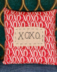 Hand-stitched Throw Pillow "XOXO"