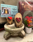 Oak Stand Photo Holder w/ Upcycled Ski Heart