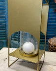 VERSATILE GLASS HURRICANE WITH ANTIQUE BRASS METAL STAND