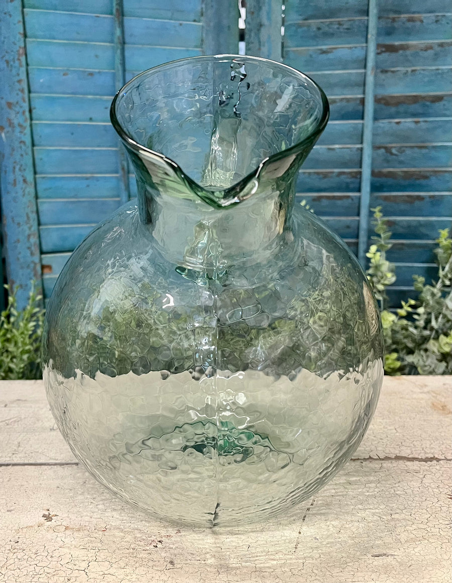 Small Mouthed Tilted Glass Pitcher