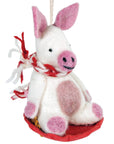 Sledding Piggles Ornament