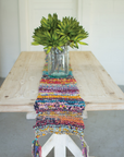 knitted kantha runner with tassels