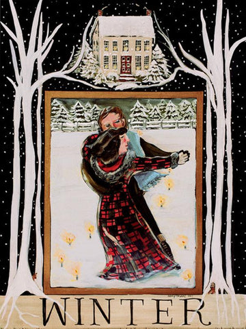 WOOD FRAME w/ Metal Topper - Winter Couple