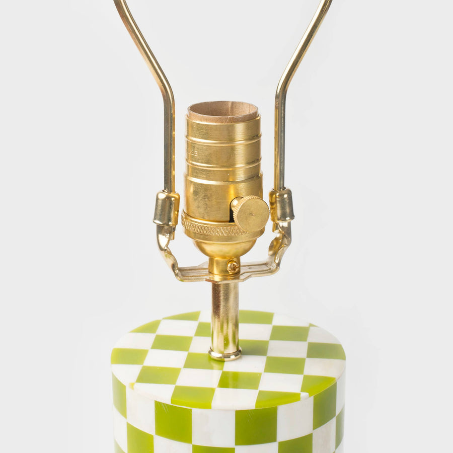 Checker Table Lamp - Avocado Green