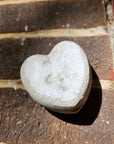 Concrete Love Heart with Petrified White Strawflower