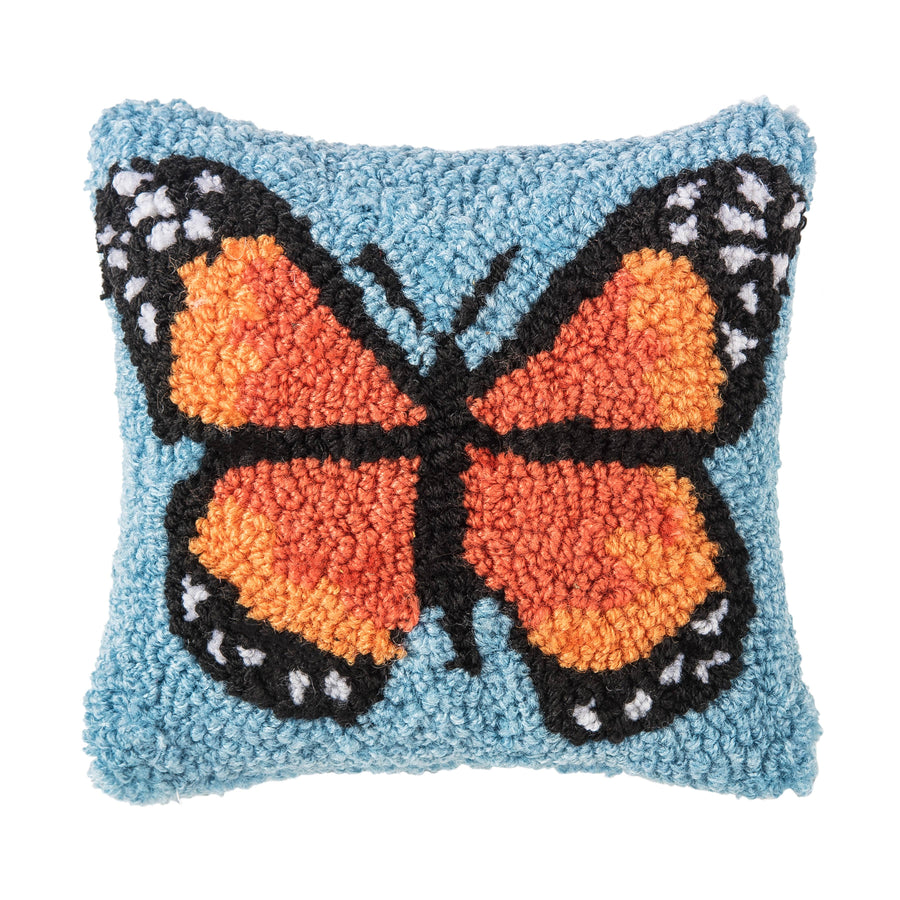 Monarch Butterfly Hooked Throw Pillow