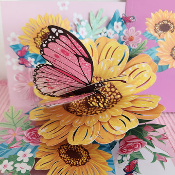 Pop-up Greeting Card - Sunflower Butterflies